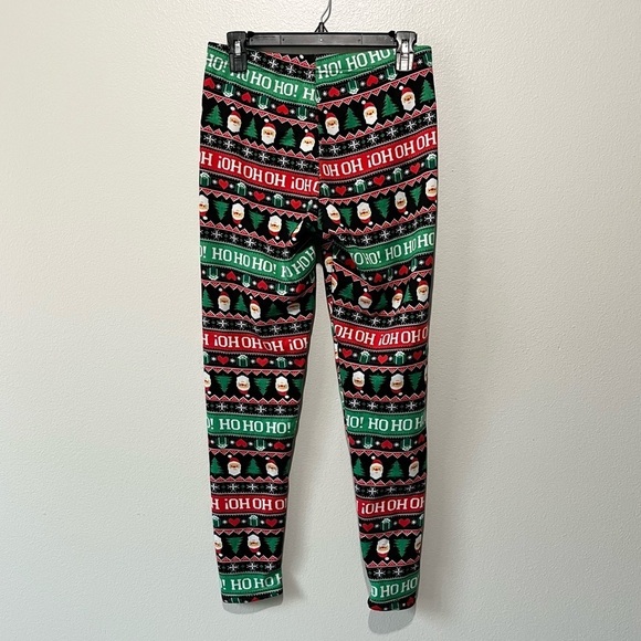 NO BOUNDERIES- Festive Christmas Santa Printed Leggings Size L - Picture 2 of 3